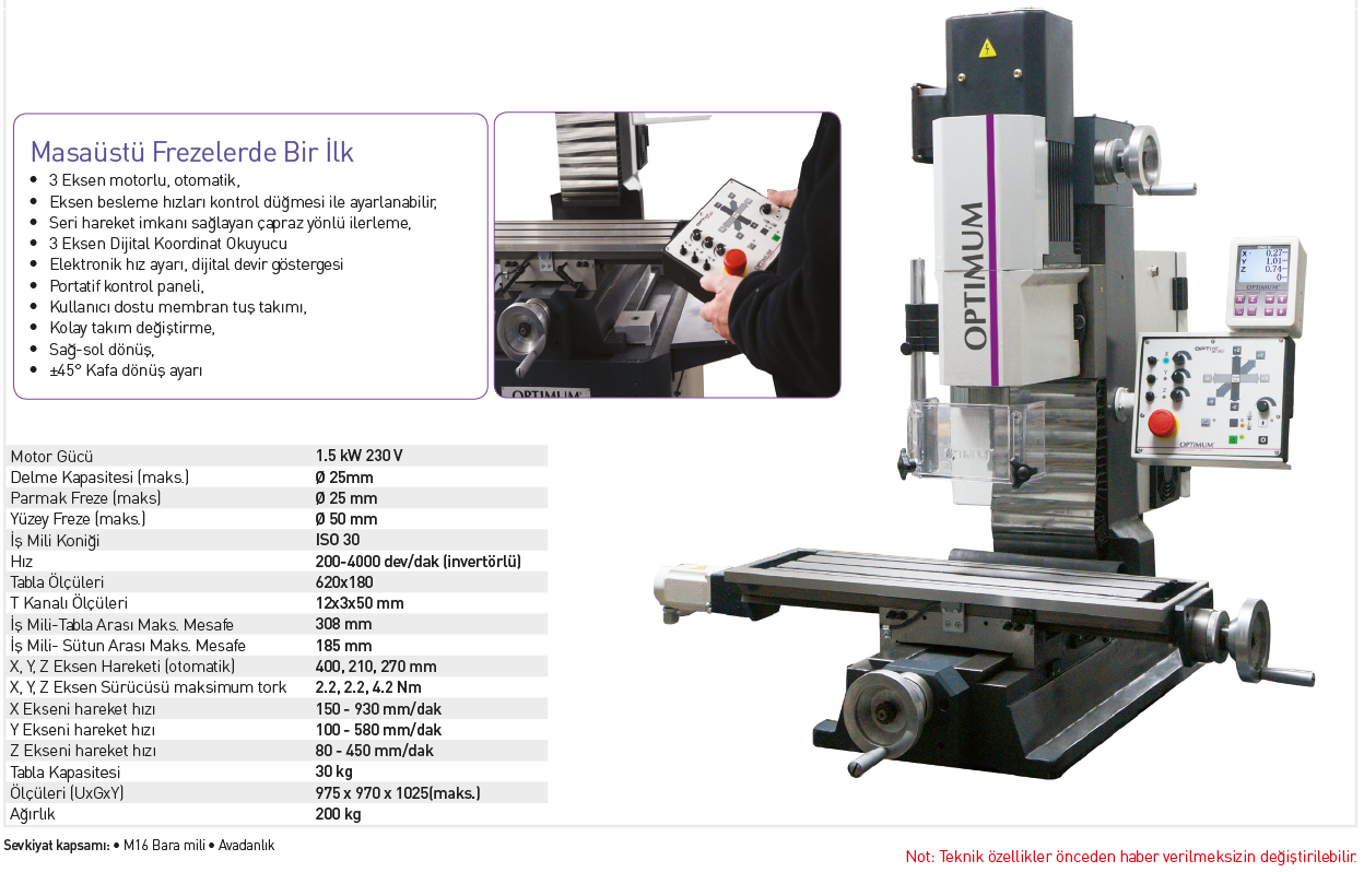 Optimum MH 25SV Freze Tezgahı