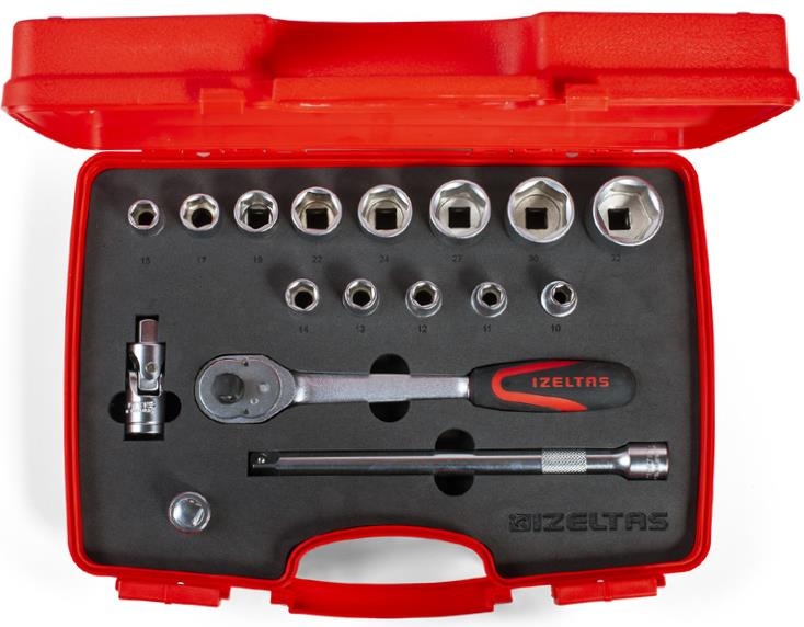 İzeltaş 1113 1/2'' Altı Köşe Lokma Anahtar Takımı 17 Parça