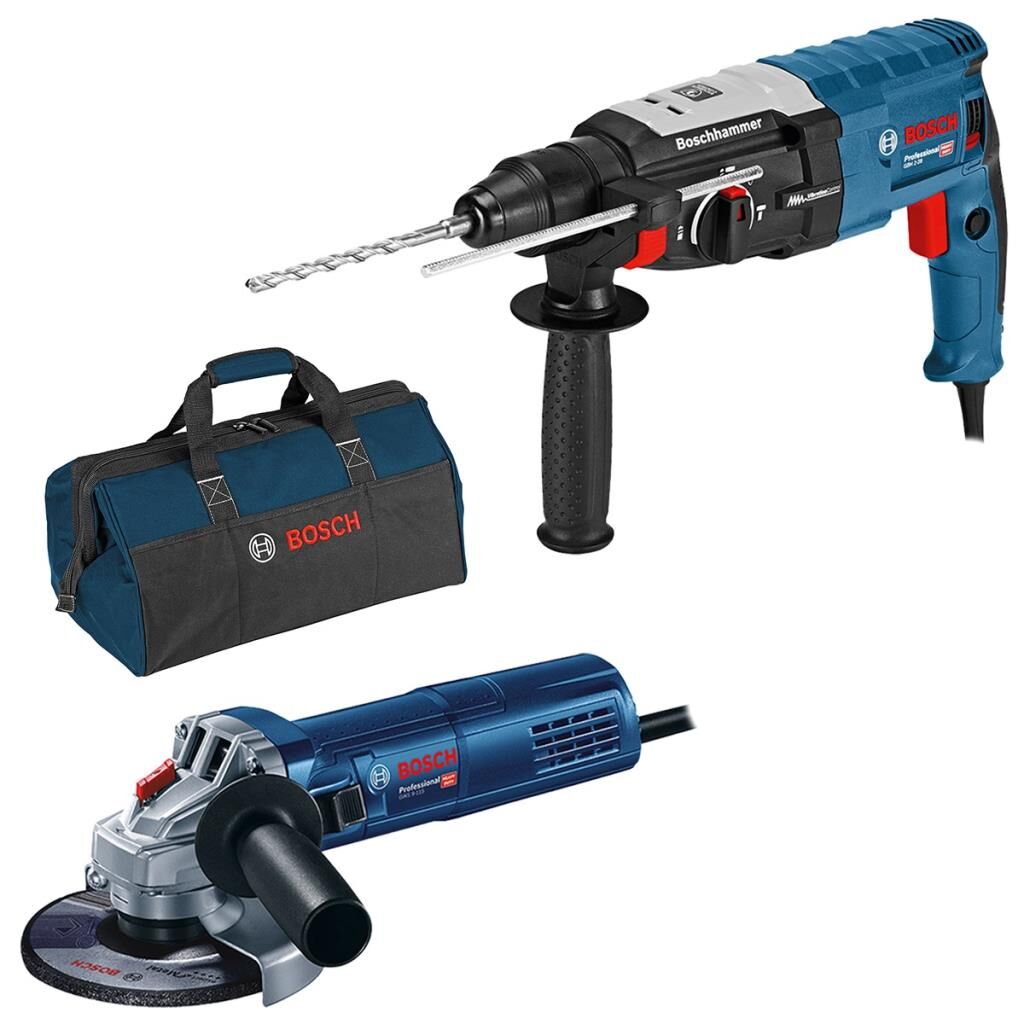 Bosch GBH 2-28 880 W Pnömatik Kırıcı-Delici + GWS 9-115 900 W Avuç Taşlama Makinesi + Hediye Professional Alet Çantası