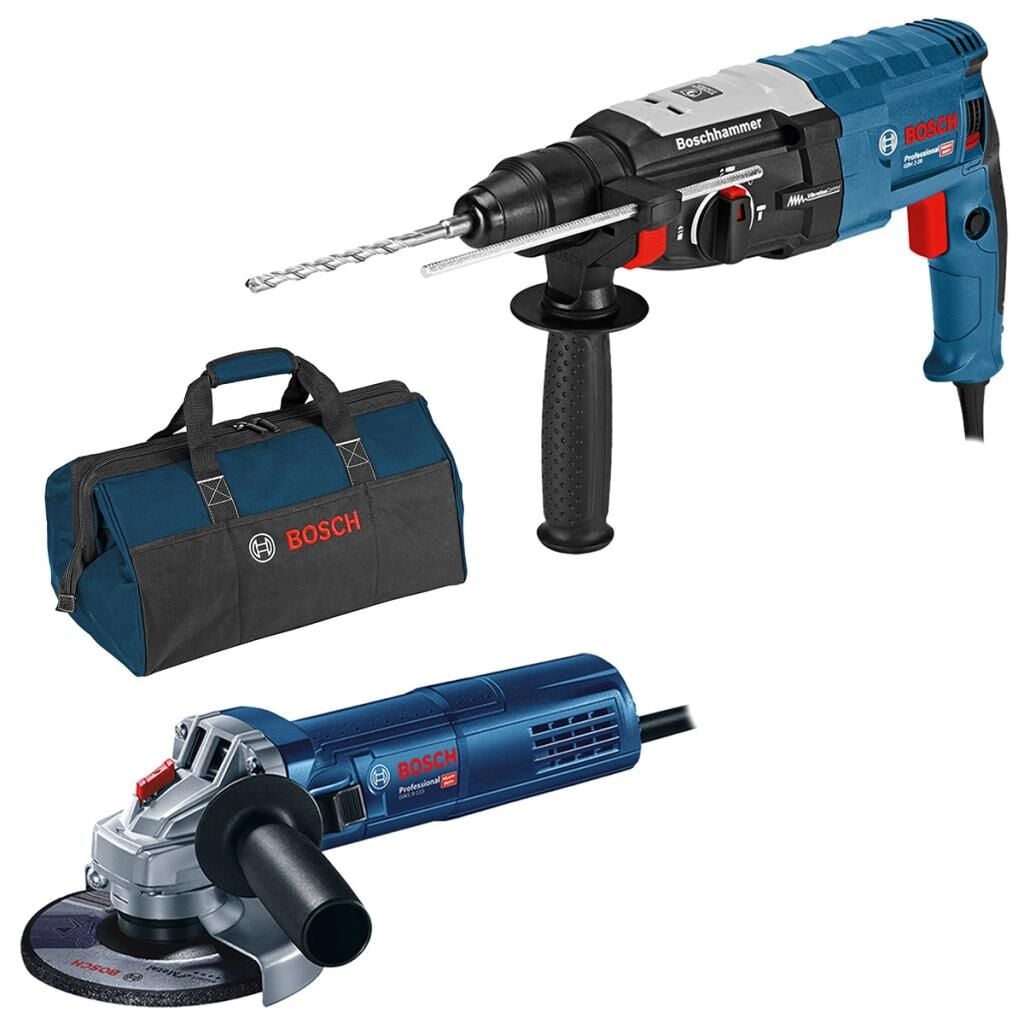 Bosch GBH 2-28 880 W Pnömatik Kırıcı-Delici + GWS 9-115 900 W Avuç Taşlama Makinesi + Hediye Professional Alet Çantası