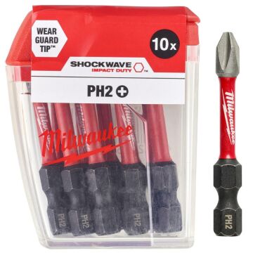 Milwaukee PH2 50mm 10lu Paket Bits Uç Shockwave