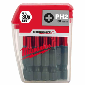 Milwaukee PH2 50mm 10lu Paket Bits Uç Shockwave