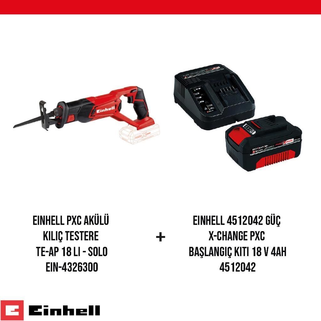 Einhell PXC Akülü Kılıc Testere ve  X-Change PXC Başlangıç ​​Kiti Seti