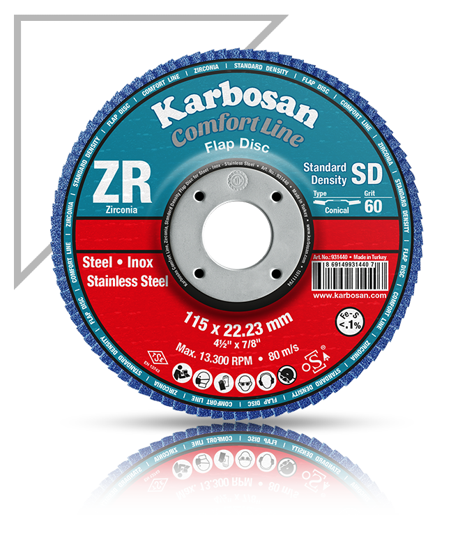 Karbosan Paslanmaz Çelik (Inox) Flap Disk 180 x 22.23