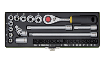 Proxxon 23078 1/4˝ Cırcırlı Kollu 32 Parçalı Lokma ve Bits Takımı
