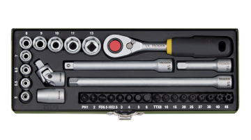 Proxxon 23078 1/4˝ Cırcırlı Kollu 32 Parçalı Lokma ve Bits Takımı