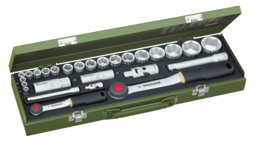 Proxxon 23020 1/4˝ & 1/2˝ Cırcırlı Kollu 27 Parçalı Lokma ve Bits Takımı