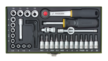 Proxxon 23080 1/4'' Cırcır Kollu 36 Parçalı Lokma ve Bits Takımı