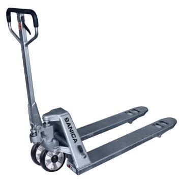 Sanica 2500kg Kapasiteli 1500mm Kauçuk Tekerlekli Manuel Galvaniz Transpalet