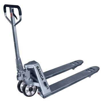 Sanica 3000kg Kapasiteli 1220mm Kauçuk Tekerlekli Manuel Galvaniz Transpalet