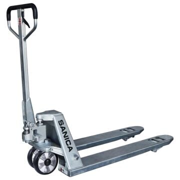 Sanica 3000kg Kapasiteli 1800mm Kauçuk Tekerlekli Manuel Galvaniz Transpalet