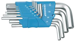 Gedore Altı Köşe Allen Anahtar Takımı 10 Parça Kısa Boy