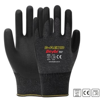 Beybi B-FLEX 110 Nitril Kaplı Likralı Örme Eldiven