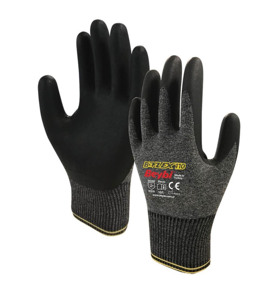 Beybi B-FLEX 110 Nitril Kaplı Likralı Örme Eldiven 10