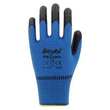 Beybi PnZebra Yarı Nitril Kaplı Örgü Polyester Eldiven