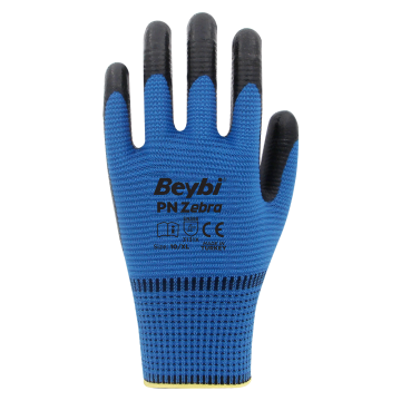 Beybi PnZebra Yarı Nitril Kaplı Örgü Polyester Eldiven