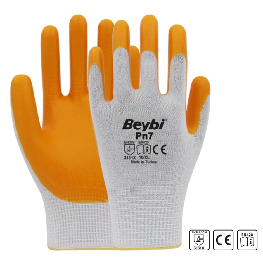 Beybi Pn7 Yarı Nitril Kaplı Örgü Polyester Eldiven
