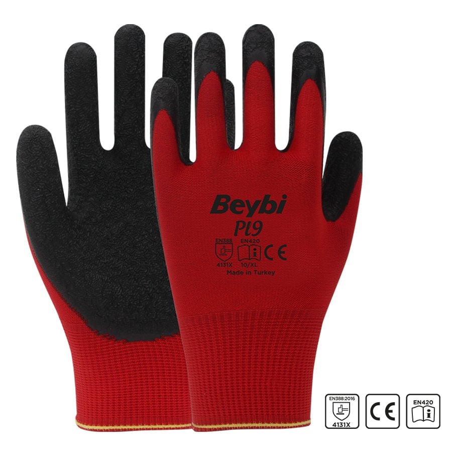 Beybi PL9 Desenli Lateks Kaplı Örgü Polyester Eldiven