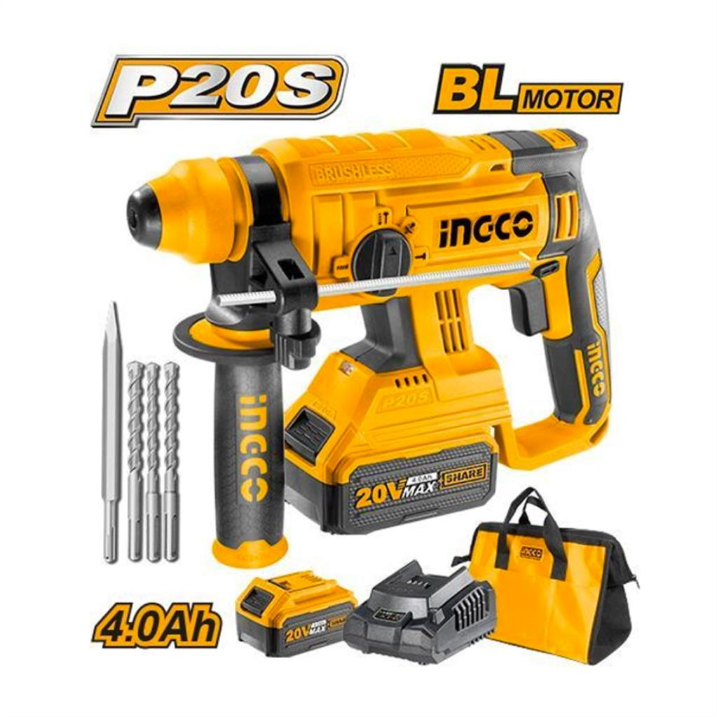 İngco CRHLI22012  Li-ion Akülü Kırıcı Delici 1.5J 20V 4.0Ah