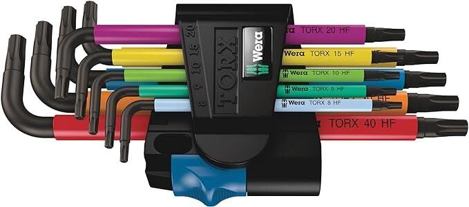 Wera 967/9 TX 9 Parça Tutma İşlevli Renkli Siyah Kaplama TORX L - Anahtar Seti