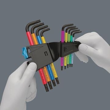 Wera 967/9 TX 9 Parça Tutma İşlevli Renkli Siyah Kaplama TORX L - Anahtar Seti
