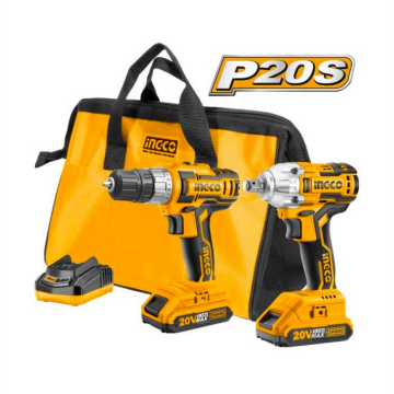 İngco CKLI2007 Li-ion Akülü 2 li Kombo Set Matkap ve Somun Sıkma 20V 2.0Ah