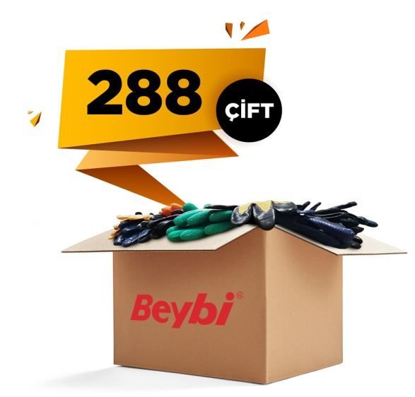 Beybi Pn3 Polyester Astarlı Nitril Eldiven Sarı-Beyaz 1 Koli (288 Adet)