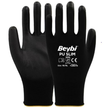 Beybi Pu Slim Poliüretan Kaplı Polyester Örme Eldiven 1 Koli (288 Adet)