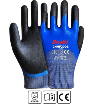 Beybi CNMF 200B Mikro Köpük Kaplı Kesilmeye Dirençli Eldiven 1 Koli (24 Adet)