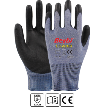 CU200 B PU Kaplı Polietilen Kesilmeye Dirençli Örme Eldiven 1 Koli (24 Adet)