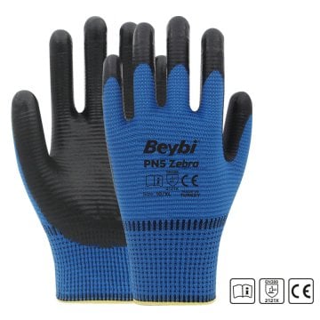 Beybi Pn5 Zebra Polyester Astarlı Nitril Eldiven