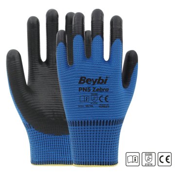 Beybi Pn5 Zebra Polyester Astarlı Nitril Eldiven