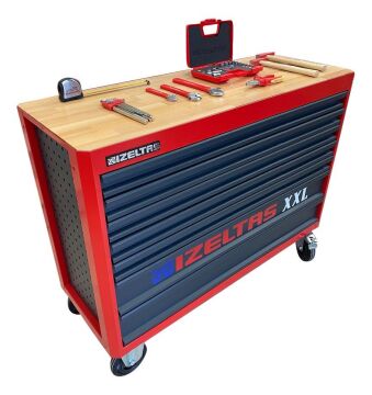 İzeltaş Takım Dolabı Ahşap Üst Tablalı XXL (7 Çekmeceli)