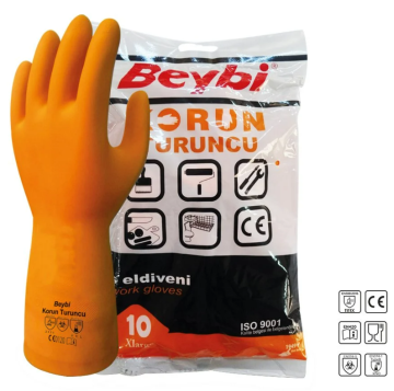 Beybi Korun Turuncu Lateks İş Eldiveni 1 Koli ( 120 Adet)