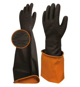 Beybi Korun Uzun Siyah Tırtıklı 60 Lateks Crinkle Eldiven 1 KOLİ ( 72 Adet )