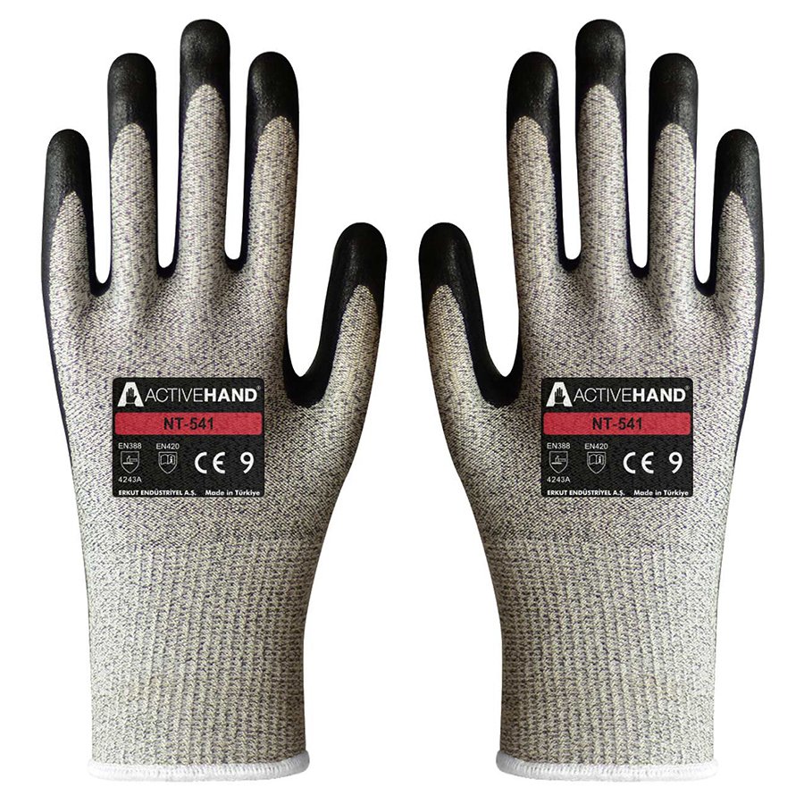 Activehand NT541 GR/SY Nitril Köpük Kaplamalı Eldiven HPPE Kesilmeye Dirençli İplik