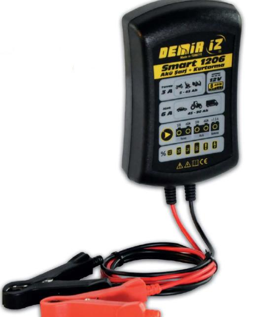 Demiriz 12V 6Ah Switch Mode Tam Otomatik Akü Şarj + Kurtarma Cihazı