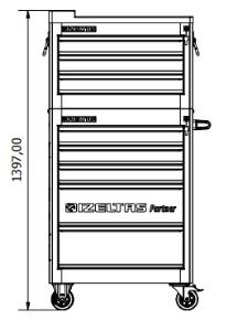 İzeltaş Partner Serisi Takım Dolabı 8 Çekmeceli Kırmızı (Boş)