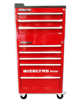 İzeltaş Partner Serisi Takım Dolabı 8 Çekmeceli Kırmızı (Boş)