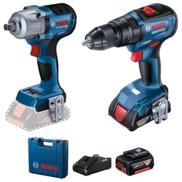 Bosch GDS 18V-400 + GSB 18V-50 Çift Akülü Elektrikli El Aletleri Seti
