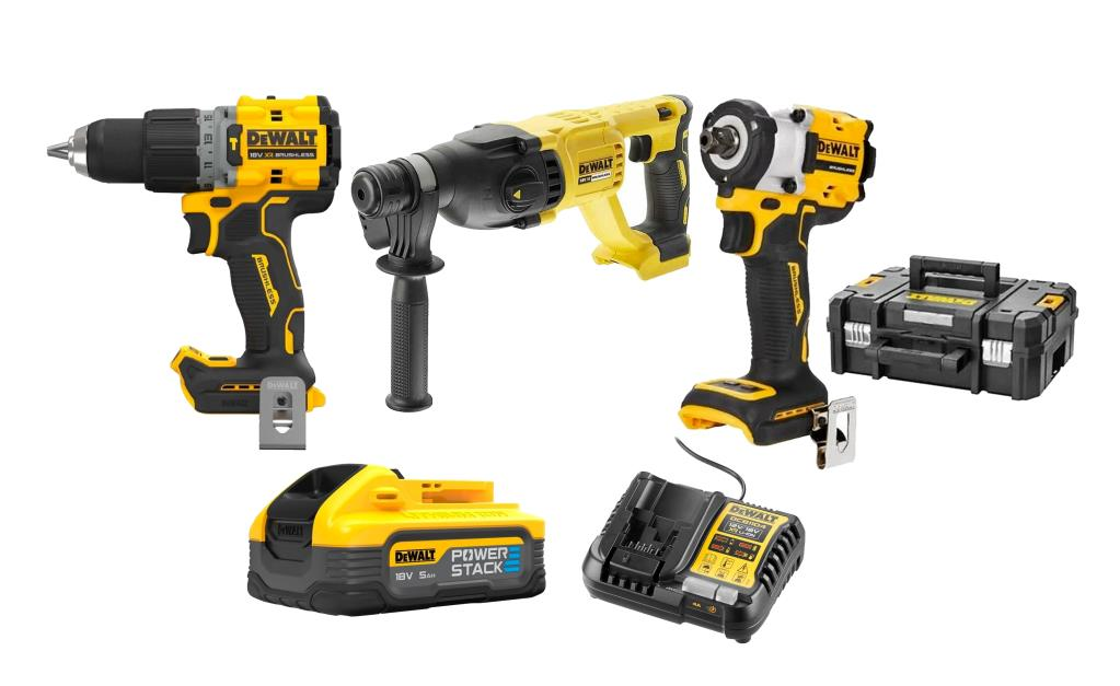 Dewalt DCD805NT & Dewalt DCH133NT & Dewalt DCF922NT & Dewalt DCB1104 & Dewalt DCBP518 Powerstack Set