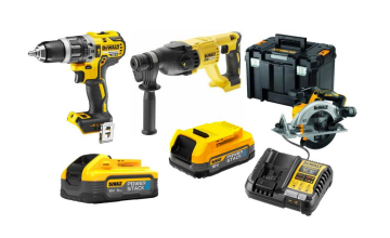 Dewalt DCD796NT & Dewalt DCH133NT & Dewalt DCS565NT & Dewalt DCB1104 & Dewalt DCBP518 & Dewalt DCBP034 Powerstack Set