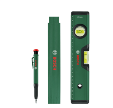 Bosch  1600A02W7S  Su Terazisi - Katlanır Metre ve İşaretleme Kalemi Seti