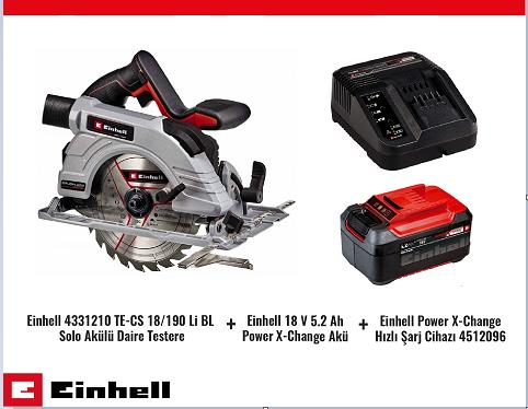 Einhell TP-CS 18/190 Li BL Daire Testere+ 18V 5.2 Amper Akü Şarj Cihazı Seti