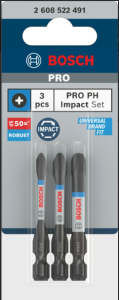 Bosch Vidalama Ucu PH1/2/3 50mm 3'lü