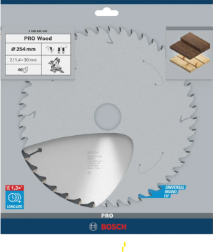 BOSCH PRO Wood Daire Testere Bıçağı, 254 x 2 x 30 mm, T40
