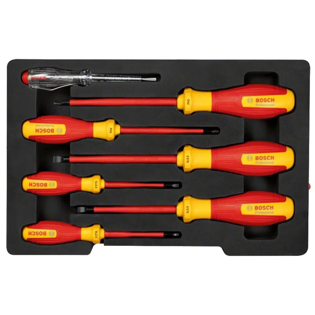 Bosch Professional VDE 1000V Tornavida Seti + Kontrol Kalemi 7 parça 1600A02NF7