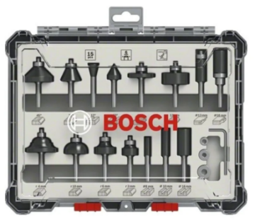 Bosch PRO Karışık Freze Ucu Seti, Şaft 6 mm, 15 parça