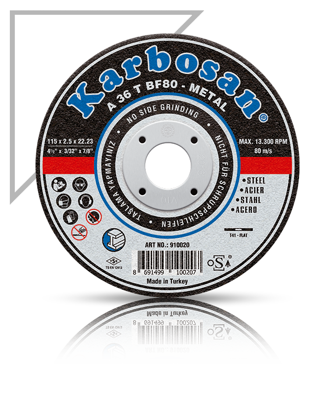 Karbosan 125x3.0x22.23 A36TBF80 Metal Kesme Diski Bombeli