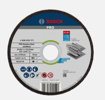 Bosch PRO Metal Kesme Diski, 125 x 1 x 22,23 mm, Düz, 10'lu